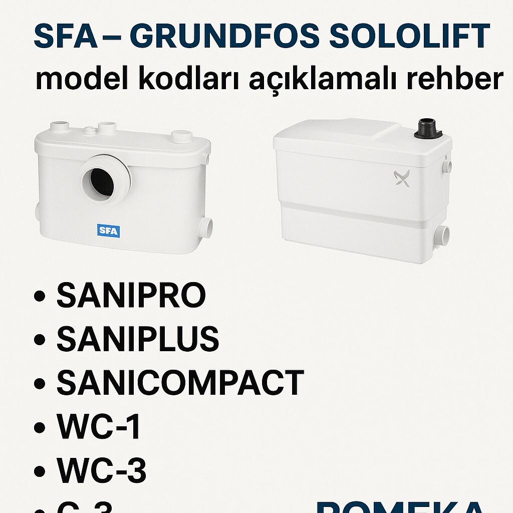 SFA – Grundfos Sololift model kodları açıklamalı rehber