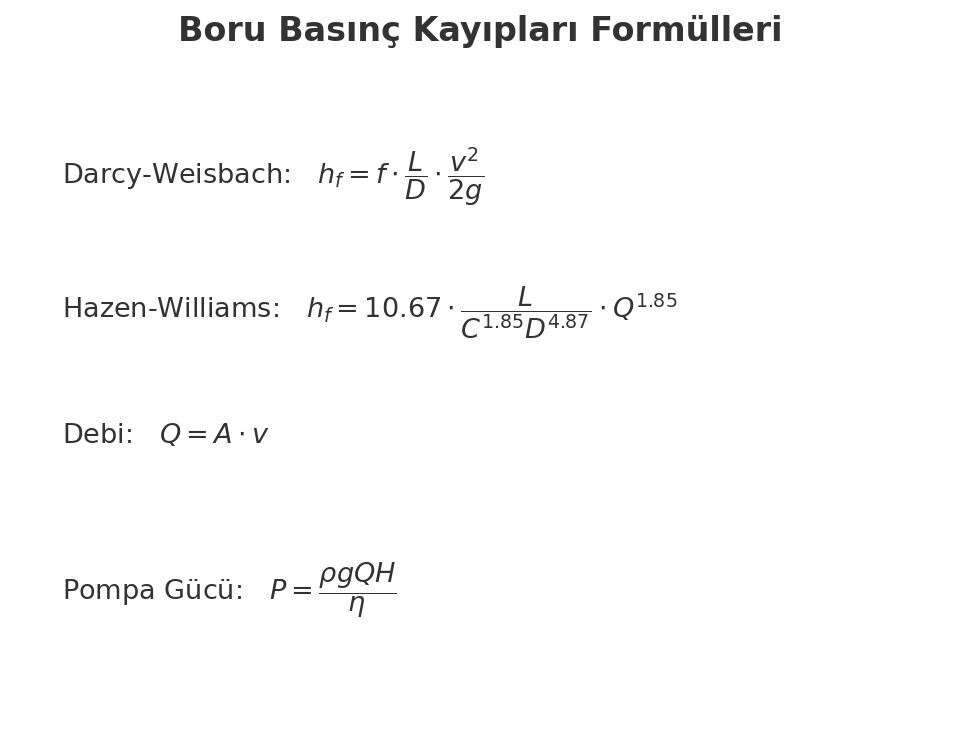 Boru Basınç Kayıpları